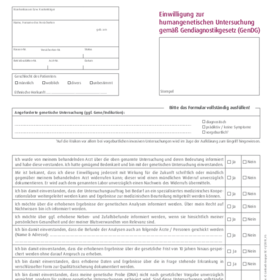 Einverständniserklärung für genetische Untersuchungen